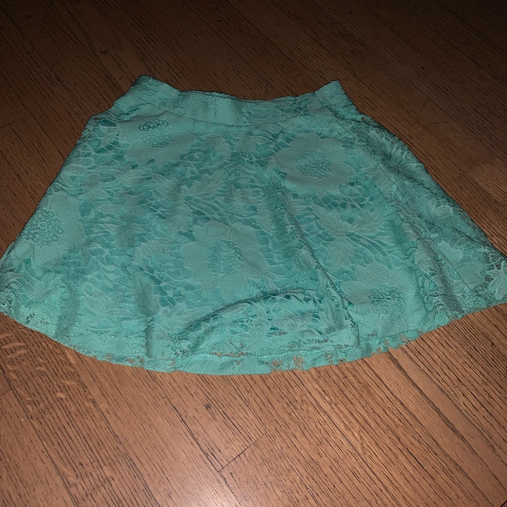 Teal lace miniskirt